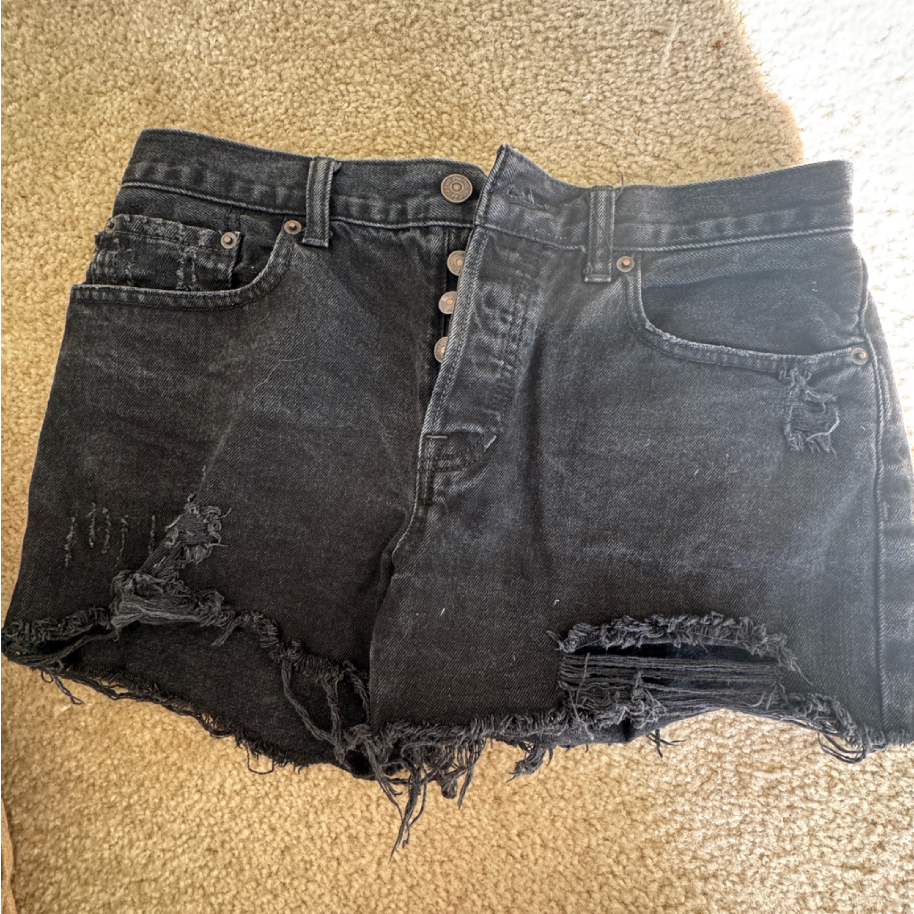 Black Distressed High Waisted Jeans Shorts